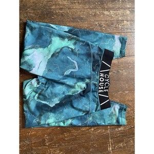 Marika Cycle House Blue Green Gold Lightning Marble Print Legging Size MD
